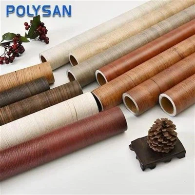 Décollez-et-collez le film vinyle à motif de bois